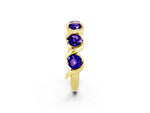 Round Tanzanite Half Eternity Band in Yellow gold with Wave Prong Setting_2