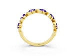 Round Tanzanite Half Eternity Band in Yellow gold with Wave Prong Setting_3