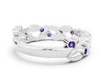 Round Tanzanite Leaf Motif Eternity Band in Platinum with Bezel Setting
