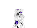 Round Tanzanite Leaf Motif Eternity Band in Silver with Bezel Setting_5