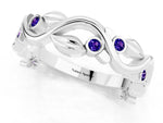 Round Tanzanite Leaf Motif Eternity Band in White gold with Bezel Setting_1