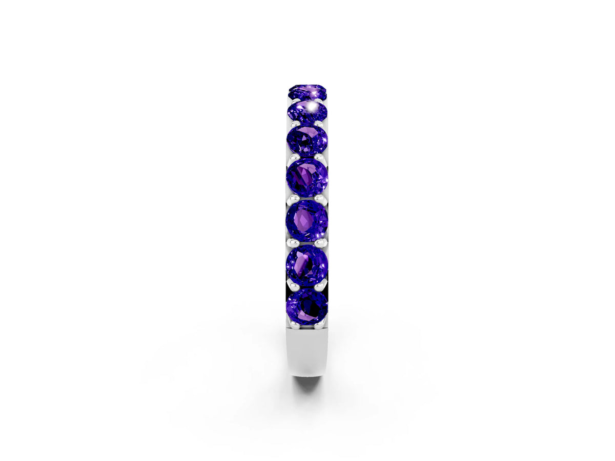Round Tanzanite Polished Half Eternity Band in Platinum with Classic Prong Setting_2