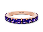 Round Tanzanite Polished Half Eternity Band in Rose gold with Classic Prong Setting