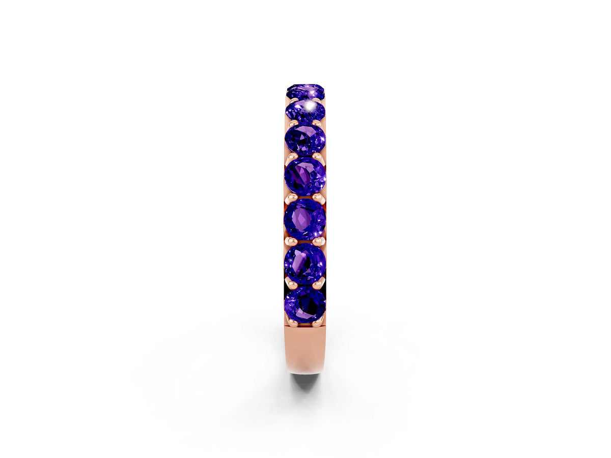 Round Tanzanite Polished Half Eternity Band in Rose gold with Classic Prong Setting_2