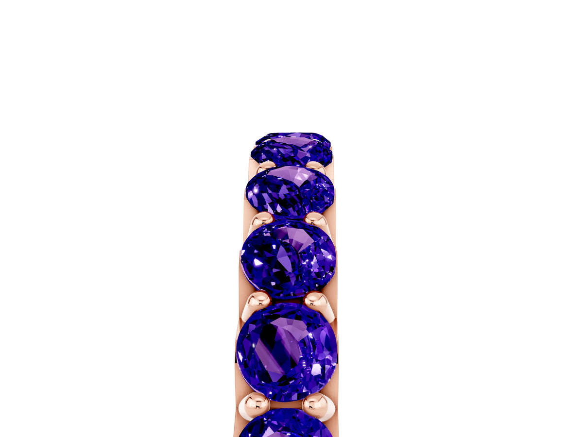 Round Tanzanite Polished Half Eternity Band in Rose gold with Classic Prong Setting_5