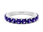 Round Tanzanite Polished Half Eternity Band in Silver with Classic Prong Setting