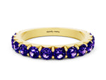 Round Tanzanite Polished Half Eternity Band in Yellow gold with Classic Prong Setting