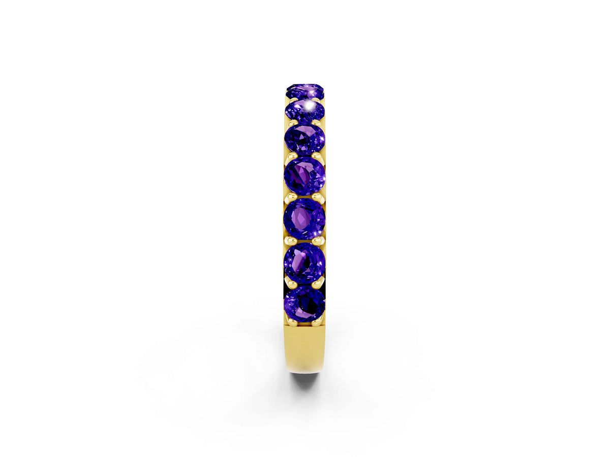 Round Tanzanite Polished Half Eternity Band in Yellow gold with Classic Prong Setting_2