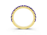 Round Tanzanite Polished Half Eternity Band in Yellow gold with Classic Prong Setting_3