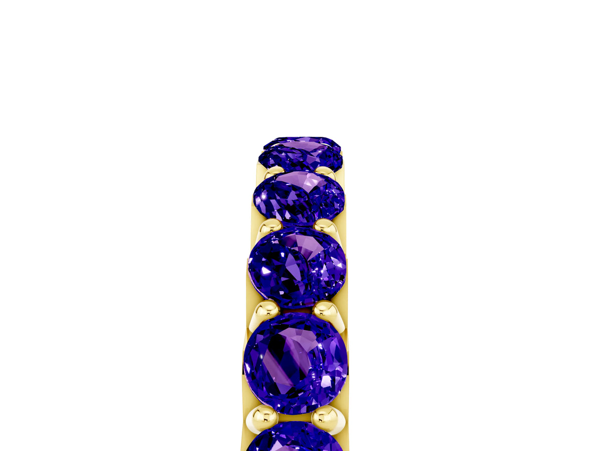 Round Tanzanite Polished Half Eternity Band in Yellow gold with Classic Prong Setting_5