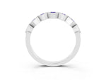 Round Tanzanite Square Bezel Chevron Band in Platinum with Milgrain Detailing_3