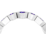 Round Tanzanite Square Bezel Chevron Band in Platinum with Milgrain Detailing_4
