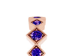 Round Tanzanite Square Bezel Chevron Band in Rose gold with Milgrain Detailing_5