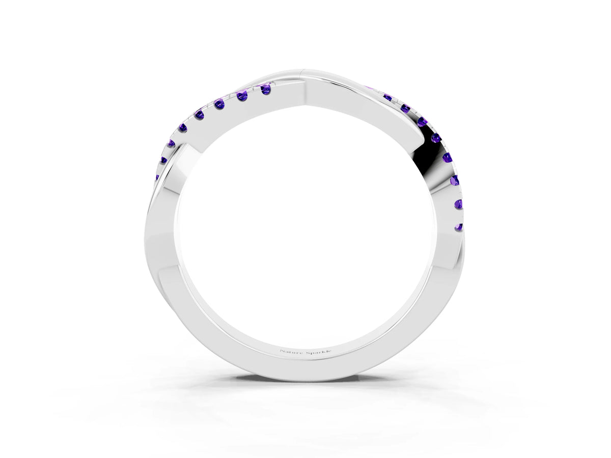 Round Tanzanite Twisted Infinity Band in Silver with Prong Setting_3