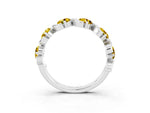 Round Yellow Sapphire Half Eternity Band in Platinum with Wave Prong Setting_3
