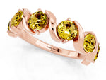 Round Yellow Sapphire Half Eternity Band in Rose gold with Wave Prong Setting_1