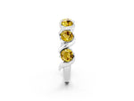 Round Yellow Sapphire Half Eternity Band in Silver with Wave Prong Setting_2