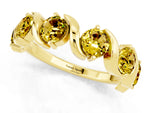 Round Yellow Sapphire Half Eternity Band in Yellow gold with Wave Prong Setting_1