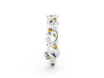 Round Yellow Sapphire Leaf Motif Eternity Band in Platinum with Bezel Setting_2