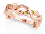 Round Yellow Sapphire Leaf Motif Eternity Band in Rose gold with Bezel Setting_1