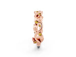 Round Yellow Sapphire Leaf Motif Eternity Band in Rose gold with Bezel Setting_2
