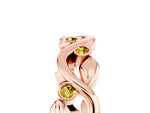 Round Yellow Sapphire Leaf Motif Eternity Band in Rose gold with Bezel Setting_5