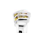 Round Yellow Sapphire Multi-Row Crossover Band in Platinum with Polished Curves_5
