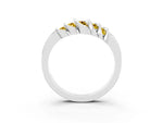 Round Yellow Sapphire Multi-Row Crossover Band in Silver with Polished Curves_3