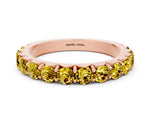 Round Yellow Sapphire Polished Half Eternity Band in Rose gold with Classic Prong Setting
