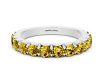 Round Yellow Sapphire Polished Half Eternity Band in Silver with Classic Prong Setting