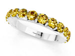Round Yellow Sapphire Polished Half Eternity Band in White gold with Classic Prong Setting_1