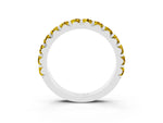 Round Yellow Sapphire Polished Half Eternity Band in White gold with Classic Prong Setting_3