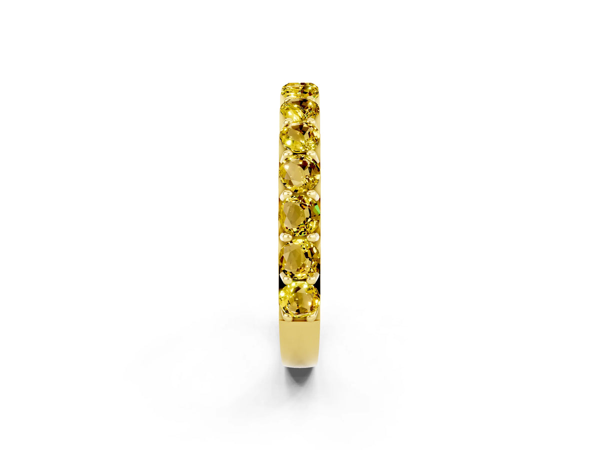 Round Yellow Sapphire Polished Half Eternity Band in Yellow gold with Classic Prong Setting_2