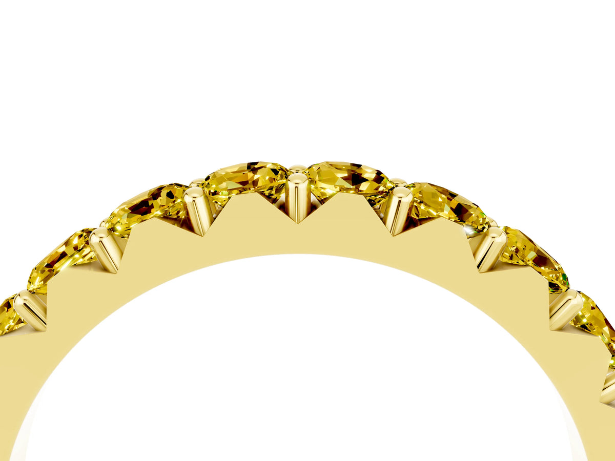 Round Yellow Sapphire Polished Half Eternity Band in Yellow gold with Classic Prong Setting_4