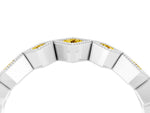 Round Yellow Sapphire Square Bezel Chevron Band in Platinum with Milgrain Detailing_4