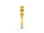 Round Yellow Sapphire Square Bezel Chevron Band in Yellow gold with Milgrain Detailing_2