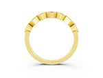 Round Yellow Sapphire Square Bezel Chevron Band in Yellow gold with Milgrain Detailing_3