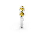 Round Yellow Sapphire Wave Band in White gold with Channel Setting and Shared Prongs_2