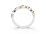 Round Yellow Sapphire Wave Band in White gold with Channel Setting and Shared Prongs_3