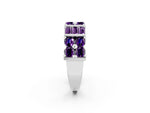 Round and Baguette Amethyst Anniversary Band in Platinum with Channel and Prong Setting_2