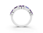 Round and Baguette Amethyst Anniversary Band in Platinum with Channel and Prong Setting_3