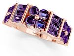 Round and Baguette Amethyst Anniversary Band in Rose gold with Channel and Prong Setting_1