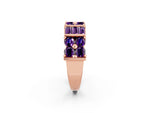 Round and Baguette Amethyst Anniversary Band in Rose gold with Channel and Prong Setting_2