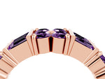Round and Baguette Amethyst Anniversary Band in Rose gold with Channel and Prong Setting_4