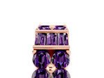 Round and Baguette Amethyst Anniversary Band in Rose gold with Channel and Prong Setting_5