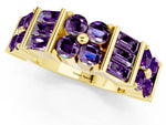 Round and Baguette Amethyst Anniversary Band in Yellow gold with Channel and Prong Setting_1