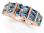 Round and Baguette Aquamarine Anniversary Band in Rose gold with Channel and Prong Setting_1