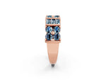 Round and Baguette Aquamarine Anniversary Band in Rose gold with Channel and Prong Setting_2