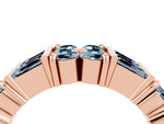 Round and Baguette Aquamarine Anniversary Band in Rose gold with Channel and Prong Setting_4
