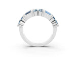 Round and Baguette Aquamarine Anniversary Band in White gold with Channel and Prong Setting_3